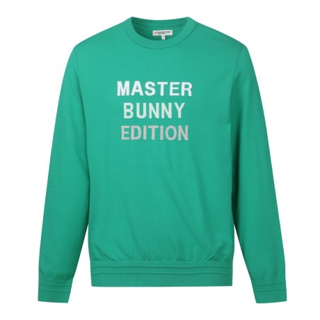 남성 백 블록 컬러 로고 니트