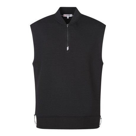 남성 백 엠보 하프집업 슬리브리스 티셔츠