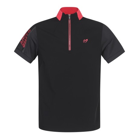 남성 컬러 배색 하프 집업 반팔 티셔츠