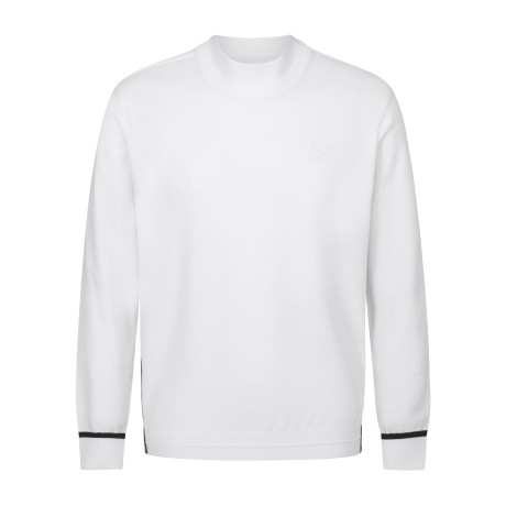 남성 배색 라인 포인트 라운드 스웨터