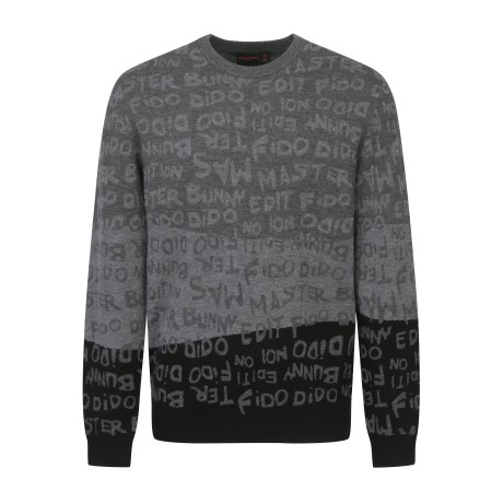 남성 레터링 자카드 컬러 믹스 니트