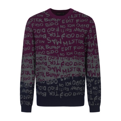 남성 레터링 자카드 컬러 믹스 니트