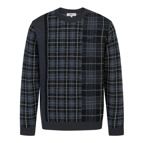 남성 루즈핏 체크 자카드 니트