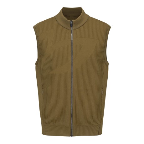 남성 빅 심볼 모크넥 집업 니트 베스트