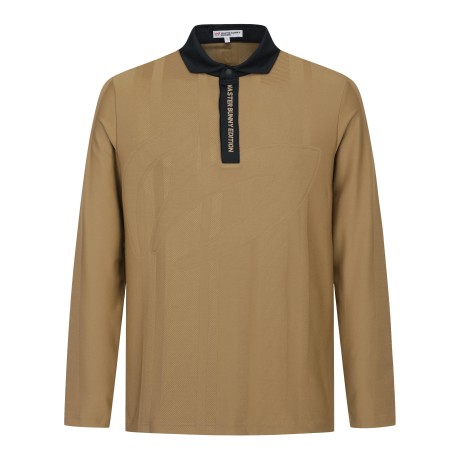 남성 로고 자카드 칼라 긴팔 티셔츠