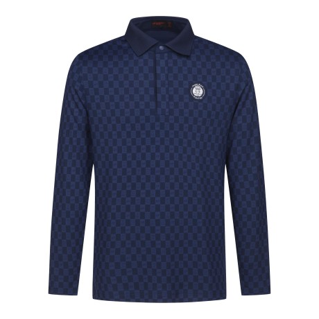 남성 로고 체커보드 칼라 긴팔 티셔츠