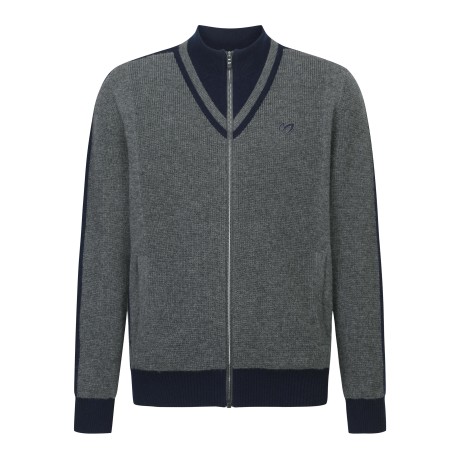 남성 와플 컬러 블록 집업 가디건