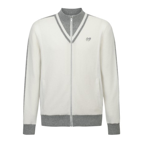 남성 와플 컬러 블록 집업 가디건