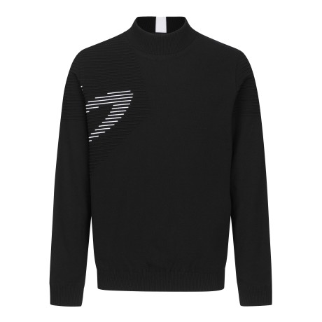 남성 우븐 믹스 로고 자카드 하프넥 방풍 스웨터