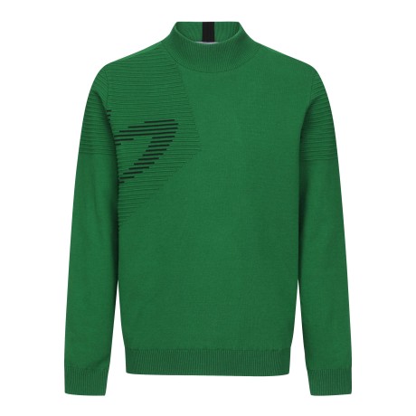 남성 우븐 믹스 로고 자카드 하프넥 방풍 스웨터