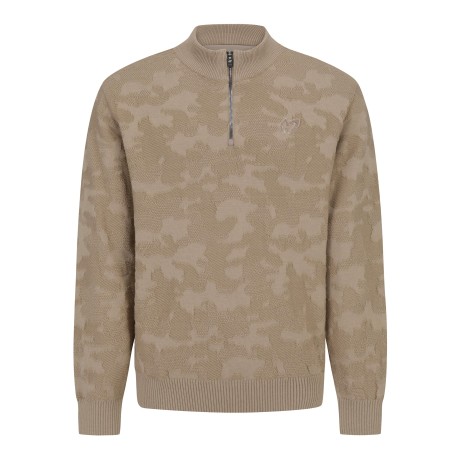 남성 자카드 하프 집업 방풍 스웨터