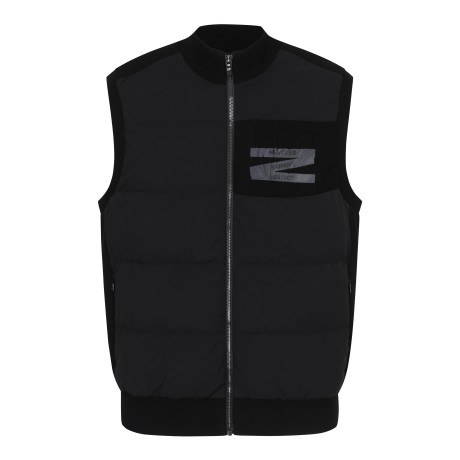 남성 구스 다운 블록 방풍 니트 베스트