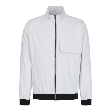 남성 엠보 로고 패널 블루종 점퍼