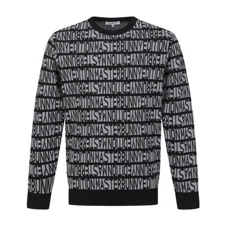 남성 레터링 자카드 스트라이프 스웨터