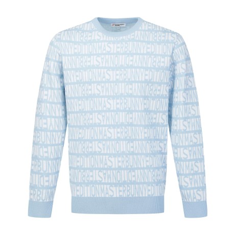 남성 레터링 자카드 스트라이프 스웨터