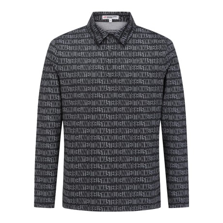 남성 로고 패턴 칼라 긴팔 티셔츠