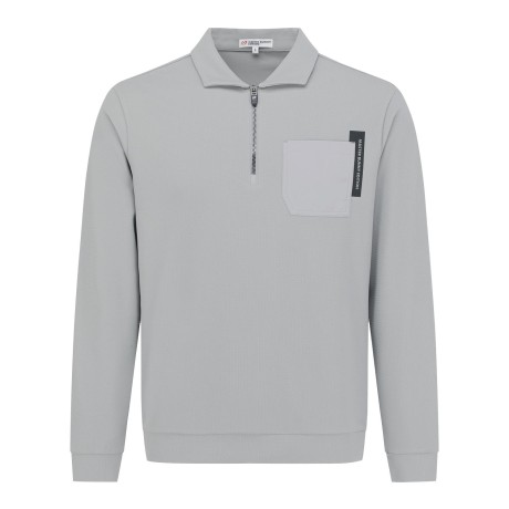 남성 우븐 포켓 하프 집업 긴팔 티셔츠