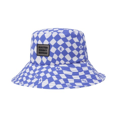 남성 로고탭 변형 체크 버킷햇