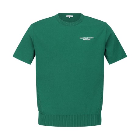 남성 메쉬 믹스 로고 반팔 니트