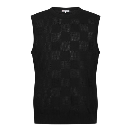 남성 로고 체커보드 니트 베스트