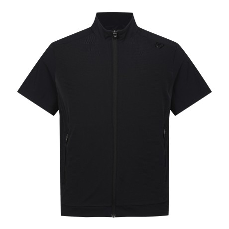 남성 타공 믹스 솔리드 반팔 집업