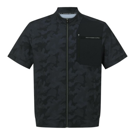 남성 타공 카모 집업 반팔 티셔츠