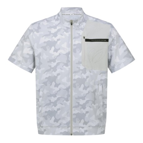 남성 타공 카모 집업 반팔 티셔츠