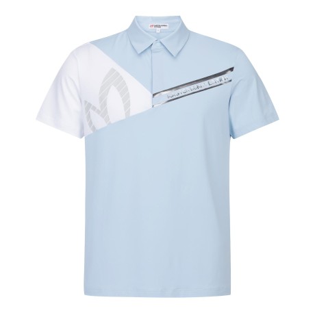 남성 사선 로고 컬러 블록 칼라 반팔 티셔츠