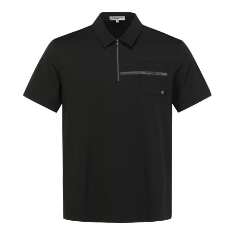 남성 로고 라인 하프 집업 칼라 반팔 티셔츠