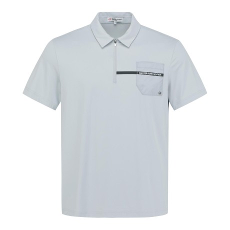 남성 로고 라인 하프 집업 칼라 반팔 티셔츠