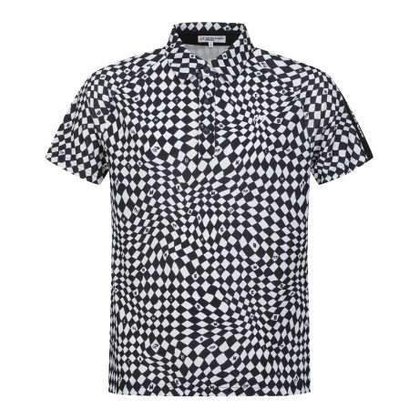 남성 체커보드 로고 블록 칼라 반팔 티셔츠