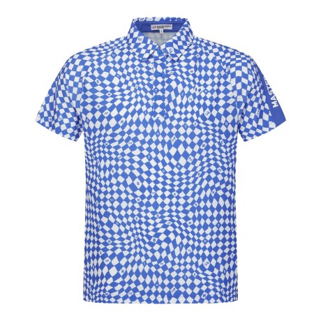 남성 체커보드 로고 블록 칼라 반팔 티셔츠