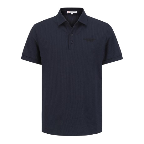 남성 로고 시어서커 턴업 반팔 칼라 티셔츠