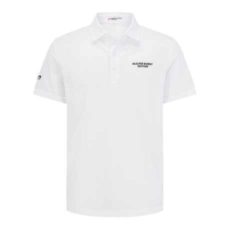 남성 로고 시어서커 턴업 반팔 칼라 티셔츠