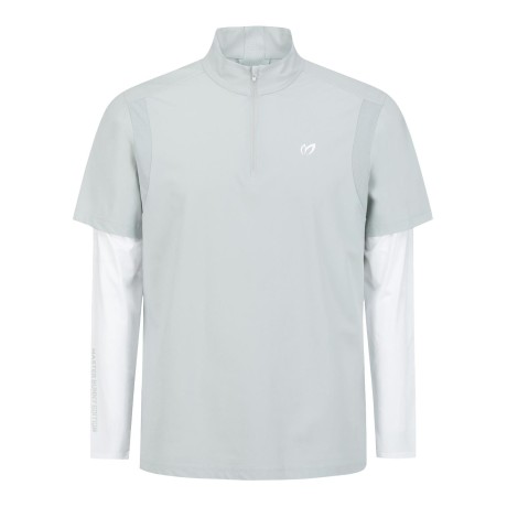 남성 슬리브 레이어 하프 집업 티셔츠