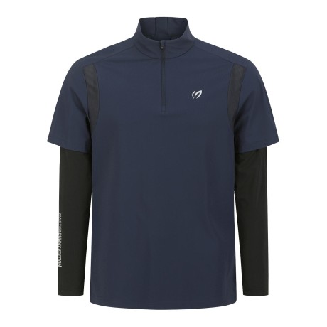 남성 슬리브 레이어 하프 집업 티셔츠