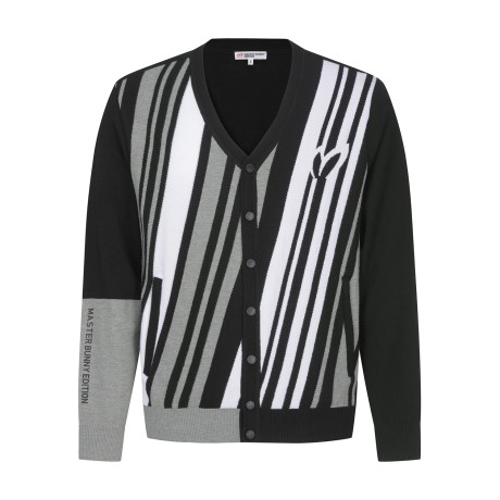 남성 브이넥 컬러 믹스 니트 가디건