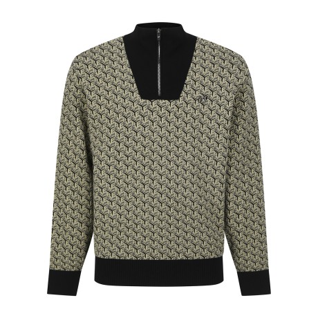 남성 패턴 하프 집업 니트