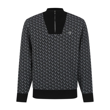 남성 패턴 하프 집업 니트