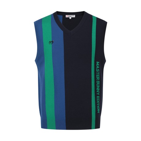 남성 컬러 믹스 라인 니트 베스트