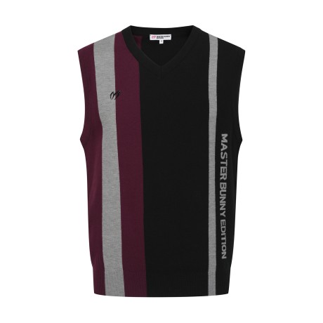 남성 컬러 믹스 라인 니트 베스트