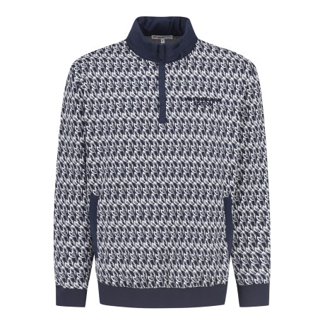 남성 로고 패턴 반집업 후드 내장 티셔츠