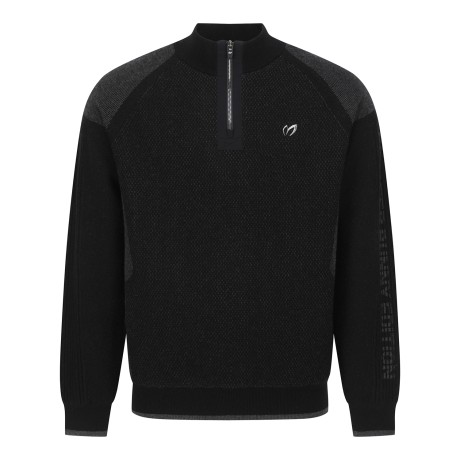 남성 컬러 믹스 하프 집업 니트