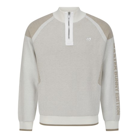 남성 컬러 믹스 하프 집업 니트