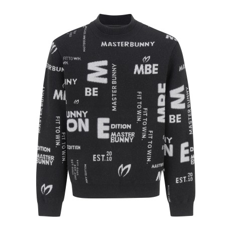 남성 로고 패턴 자카드 방풍 하이넥 니트