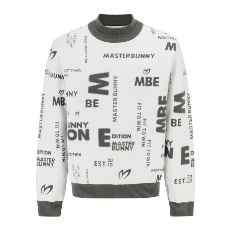 남성 로고 패턴 자카드 방풍 하이넥 니트