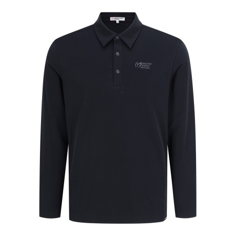 남성 로고 헴 기모 칼라 긴팔 티셔츠