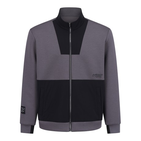 남성 백 엠보 로고 우븐 블록 점퍼