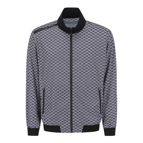 남성 시보리 배색 블루종 점퍼