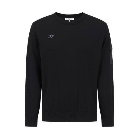 남성 우븐포켓 솔리드 라운드 스웨터